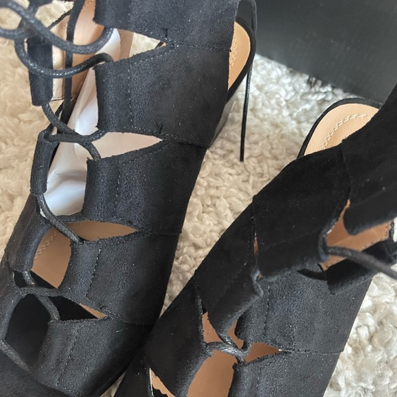 Faux suede lace up block heels - Picture 2 of 6